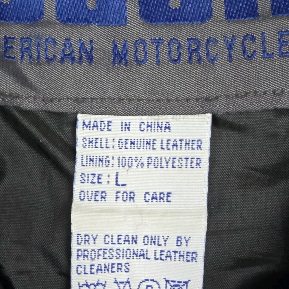 Vintage Buell American Motorcycles Leather Jacket Mens Large Black Blue Racing - Picture 5 of 14